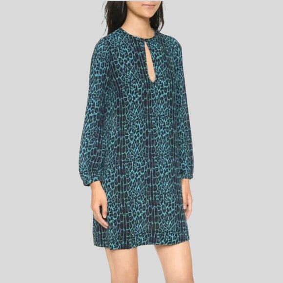 Zimmermann Teal & Black Animal Print Keyhole Dress – Size 0 - Picture 1 of 11